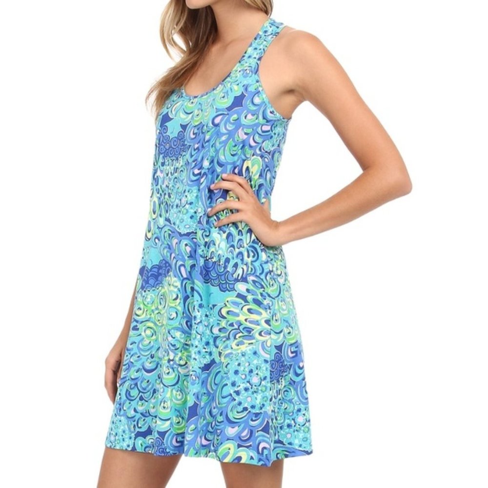 Lilly Pulitzer “Lilly’s Lagoon” Peacock Print Tank “Melle” Dress